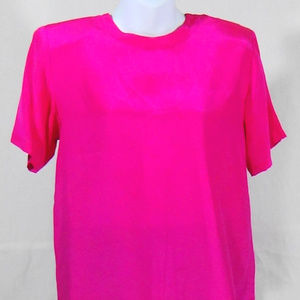 OSCAR DELA RENTA PINK BLOUSE 100% SILK SZ SMALL